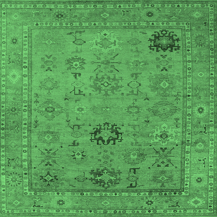Square Machine Washable Oriental Emerald Green Industrial Area Rugs, wshurb2004emgrn