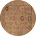 Round Oriental Brown Industrial Rug, urb2004brn