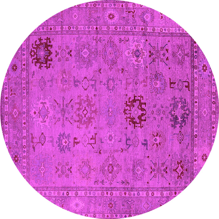 Round Machine Washable Oriental Pink Industrial Rug, wshurb2004pnk