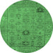 Round Oriental Emerald Green Industrial Rug, urb2004emgrn