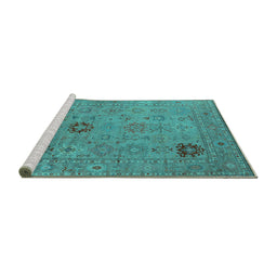 Sideview of Machine Washable Oriental Turquoise Industrial Area Rugs, wshurb2004turq