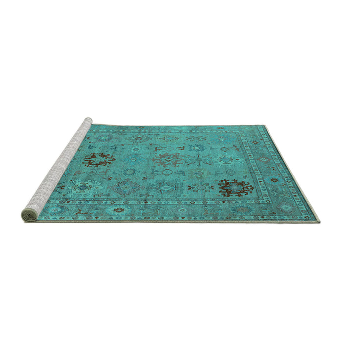 Sideview of Machine Washable Oriental Turquoise Industrial Area Rugs, wshurb2004turq