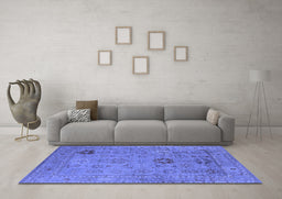 Machine Washable Oriental Blue Industrial Rug in a Living Room, wshurb2004blu