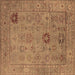 Square Machine Washable Oriental Brown Industrial Rug, wshurb2004brn