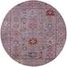 Round Machine Washable Industrial Modern Raspberry Purple Rug, wshurb2004