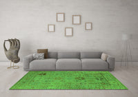 Machine Washable Oriental Green Industrial Rug, wshurb2004grn