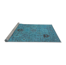 Sideview of Machine Washable Oriental Light Blue Industrial Rug, wshurb2004lblu