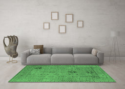 Machine Washable Oriental Emerald Green Industrial Area Rugs in a Living Room,, wshurb2004emgrn
