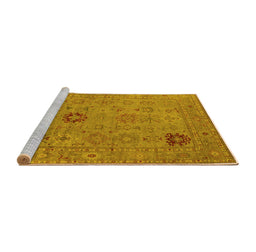 Sideview of Machine Washable Oriental Yellow Industrial Rug, wshurb2004yw