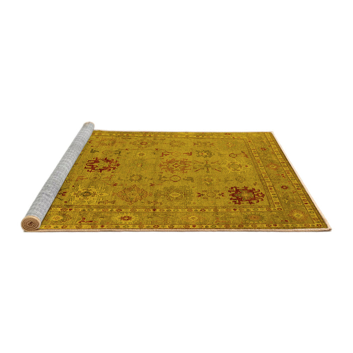 Sideview of Machine Washable Oriental Yellow Industrial Rug, wshurb2004yw
