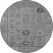 Round Oriental Gray Industrial Rug, urb2004gry