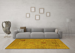 Machine Washable Oriental Yellow Industrial Rug in a Living Room, wshurb2004yw