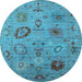 Round Oriental Light Blue Industrial Rug, urb2005lblu