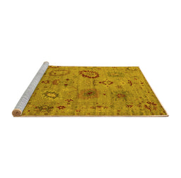 Sideview of Machine Washable Oriental Yellow Industrial Rug, wshurb2005yw