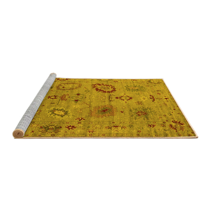Sideview of Machine Washable Oriental Yellow Industrial Rug, wshurb2005yw