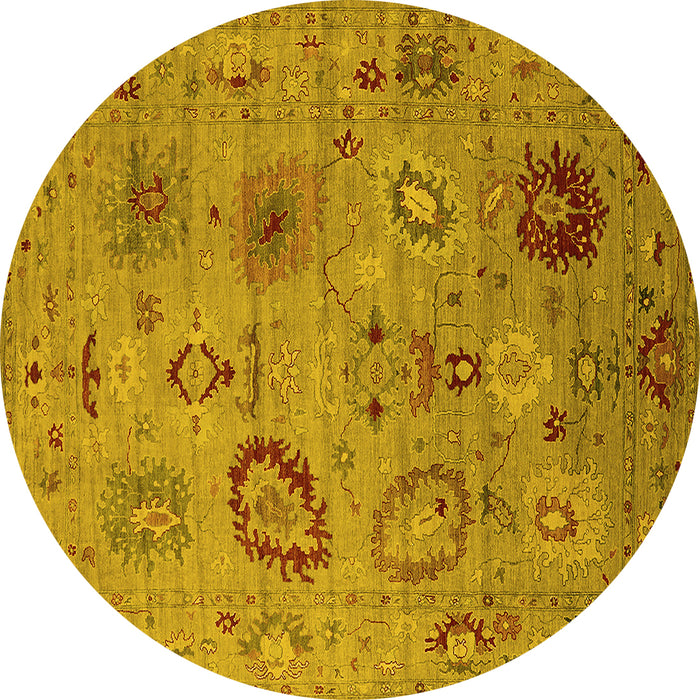 Round Oriental Yellow Industrial Rug, urb2005yw
