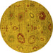 Round Oriental Yellow Industrial Rug, urb2005yw