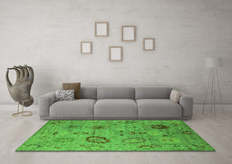 Machine Washable Oriental Green Industrial Area Rugs in a Living Room,, wshurb2005grn