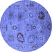 Round Oriental Blue Industrial Rug, urb2005blu