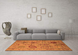 Machine Washable Oriental Orange Industrial Area Rugs in a Living Room, wshurb2005org