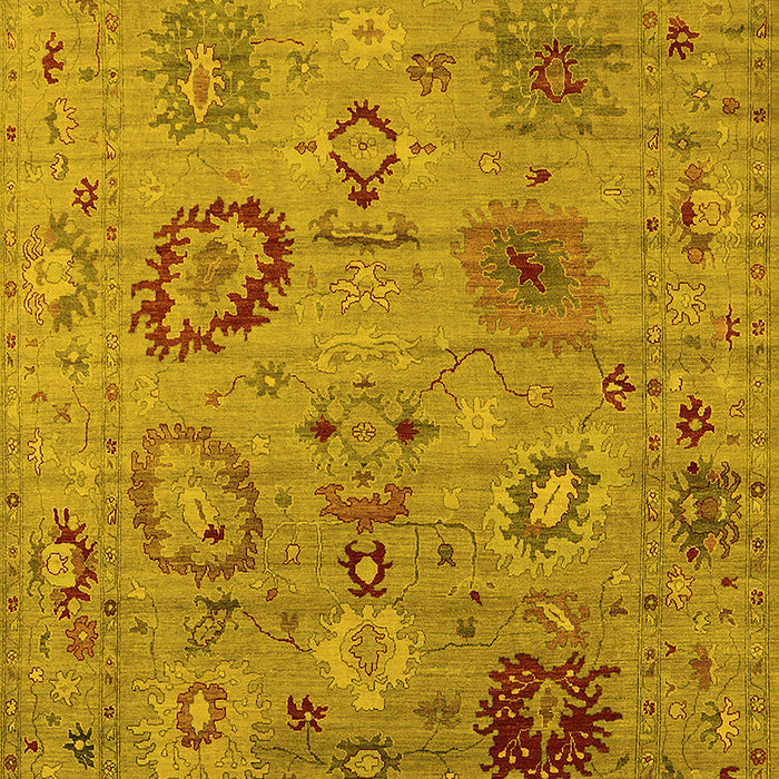 Machine Washable Oriental Yellow Industrial Rug, wshurb2005yw