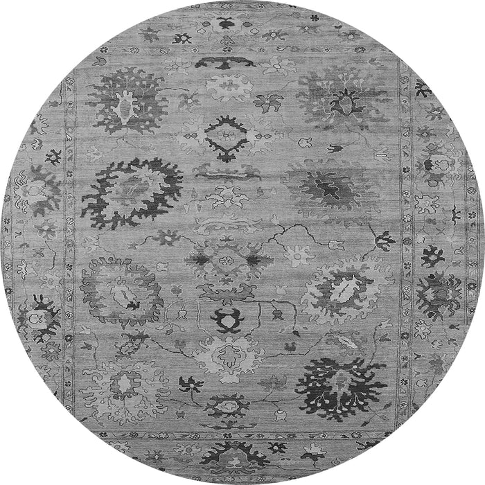 Round Machine Washable Oriental Gray Industrial Rug, wshurb2005gry