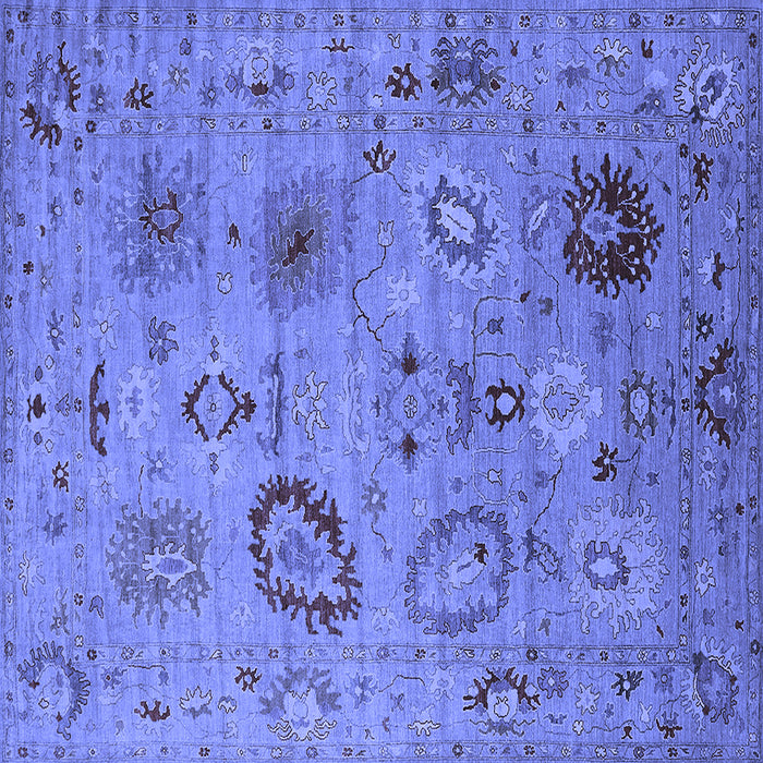 Square Machine Washable Oriental Blue Industrial Rug, wshurb2005blu