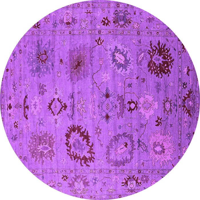 Round Machine Washable Oriental Purple Industrial Area Rugs, wshurb2005pur