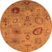 Round Oriental Orange Industrial Rug, urb2005org