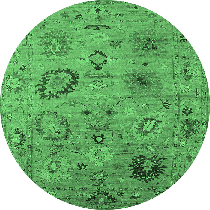 Round Oriental Emerald Green Industrial Rug, urb2005emgrn