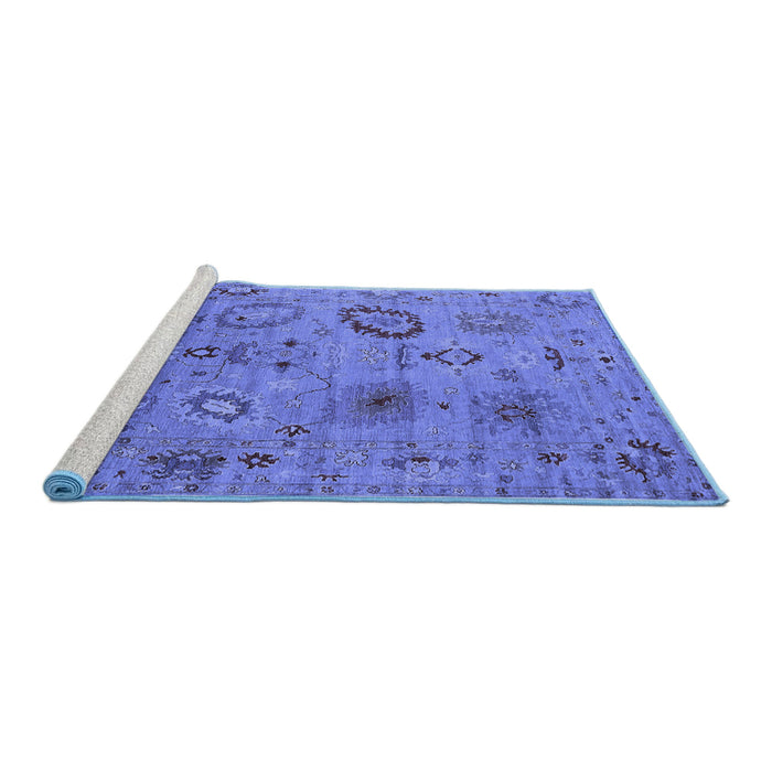 Sideview of Machine Washable Oriental Blue Industrial Rug, wshurb2005blu