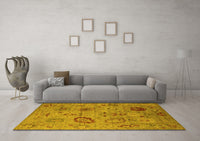 Machine Washable Oriental Yellow Industrial Rug, wshurb2005yw