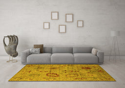 Machine Washable Oriental Yellow Industrial Rug in a Living Room, wshurb2005yw