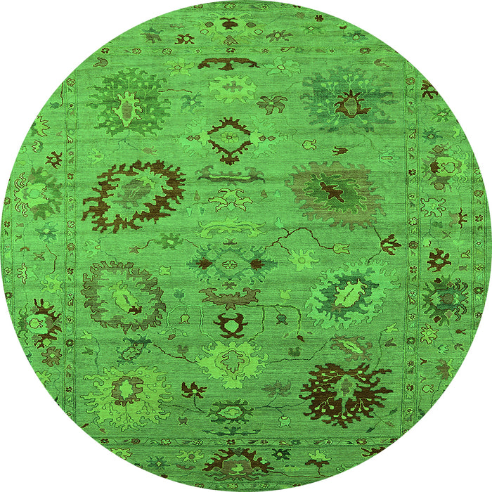 Round Oriental Green Industrial Rug, urb2005grn