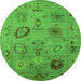 Round Oriental Green Industrial Rug, urb2005grn