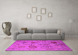 Machine Washable Oriental Pink Industrial Rug in a Living Room, wshurb2005pnk