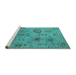 Sideview of Machine Washable Oriental Turquoise Industrial Area Rugs, wshurb2005turq
