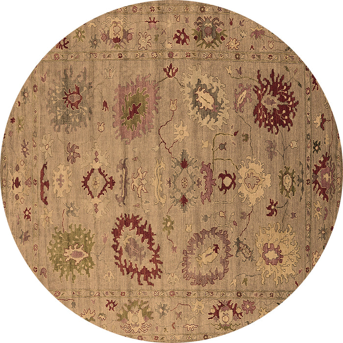 Round Oriental Brown Industrial Rug, urb2005brn