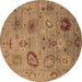 Round Oriental Brown Industrial Rug, urb2005brn