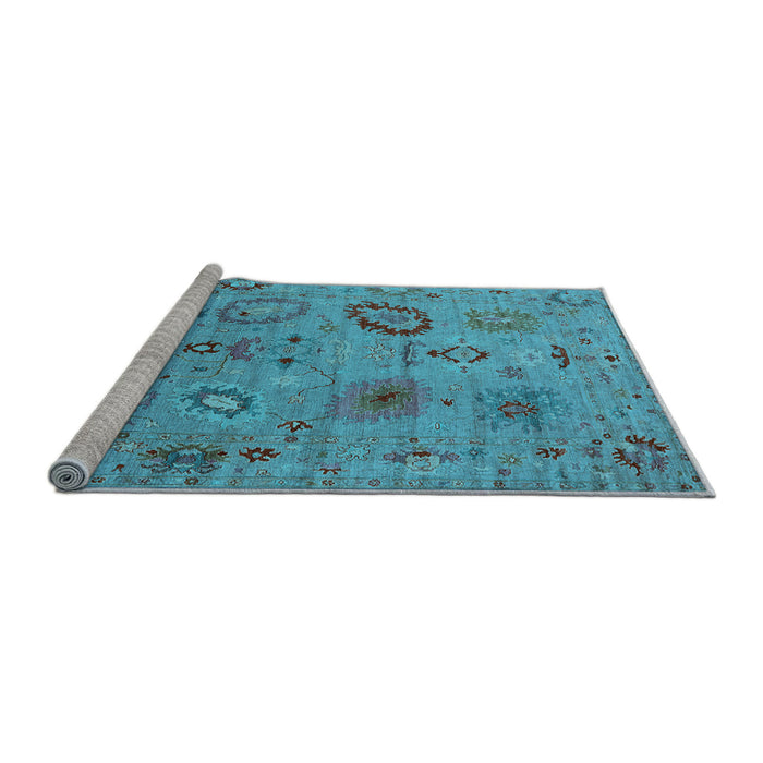 Sideview of Machine Washable Oriental Light Blue Industrial Rug, wshurb2005lblu