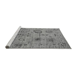 Sideview of Machine Washable Oriental Gray Industrial Rug, wshurb2005gry