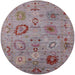 Round Machine Washable Industrial Modern Mauve Taupe Purple Rug, wshurb2005