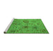 Sideview of Machine Washable Oriental Green Industrial Area Rugs, wshurb2005grn