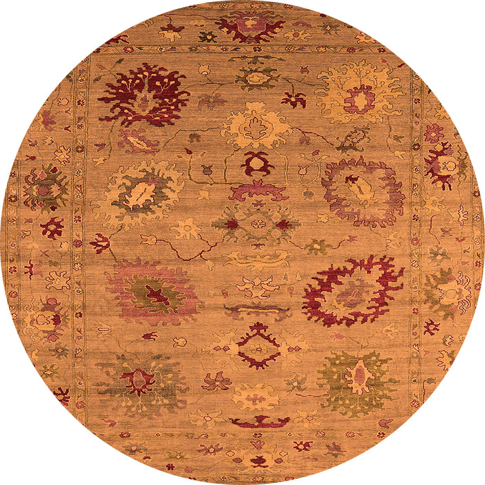 Round Machine Washable Oriental Orange Industrial Area Rugs, wshurb2005org