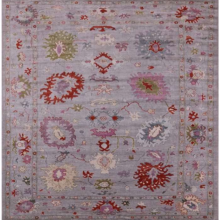 Square Mid-Century Modern Mauve Taupe Purple Oriental Rug, urb2005