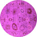 Round Oriental Pink Industrial Rug, urb2005pnk