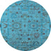 Round Oriental Light Blue Industrial Rug, urb2006lblu