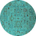 Round Oriental Turquoise Industrial Rug, urb2006turq