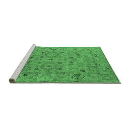 Sideview of Machine Washable Oriental Emerald Green Industrial Area Rugs, wshurb2006emgrn