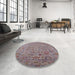 Round Machine Washable Industrial Modern Mauve Taupe Purple Rug in a Office, wshurb2006
